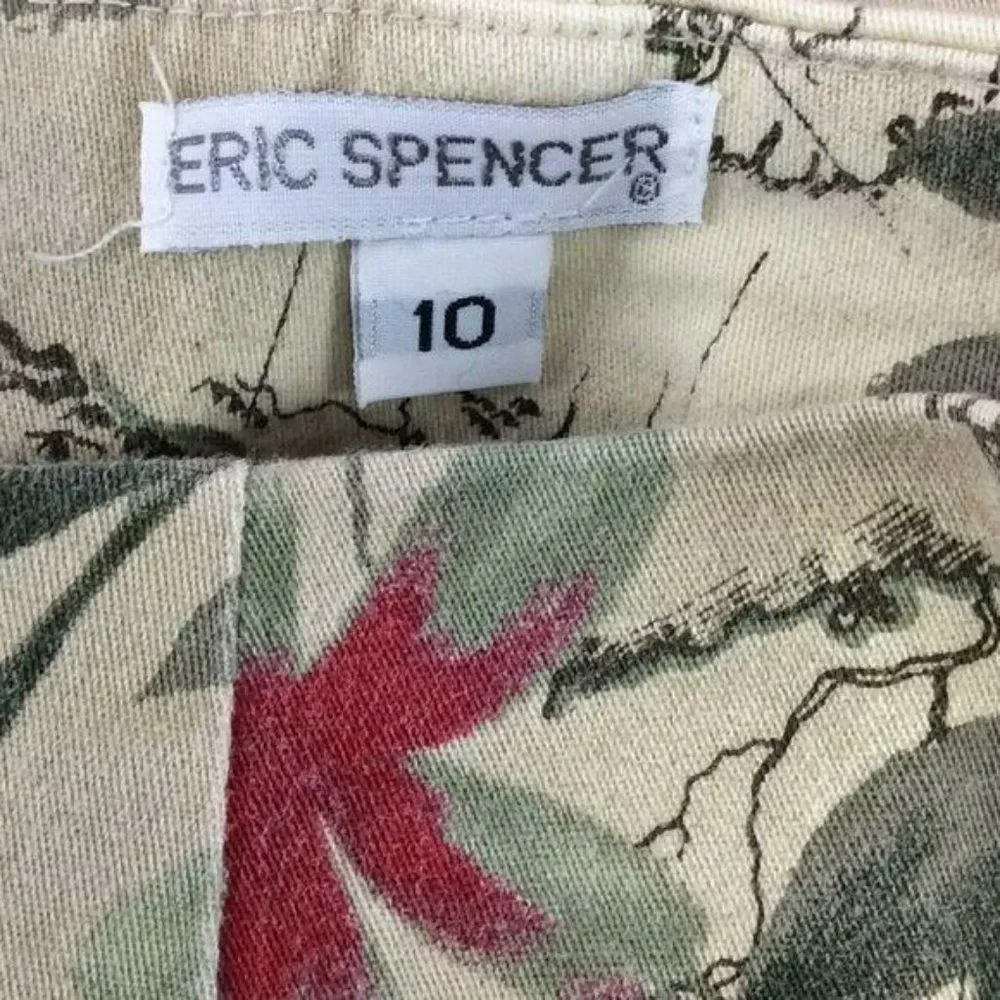Eric Spencer Floral Map Print‎ Tapestry Style Size 10 travel Skirt